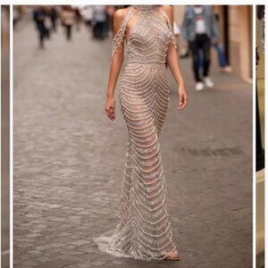 Elegant Silver Evening Gown